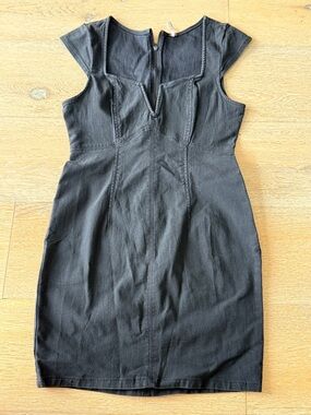 Free People Black Cap-Sleeve Midi Dress